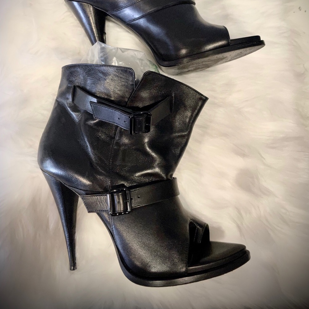 Givenchy slouch bootie stiletto shoe with strap.